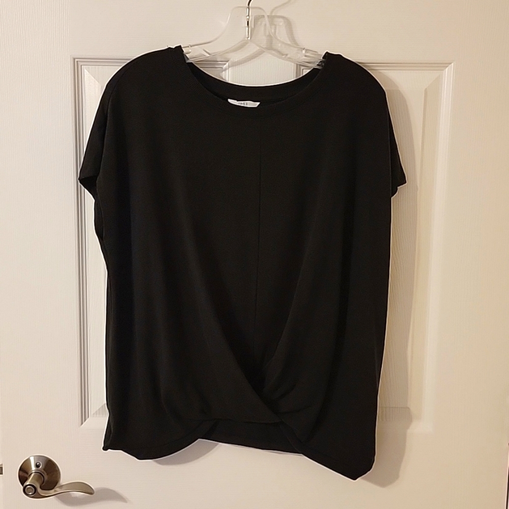 2 For 1 Time and Tru Twist Front Tee and Long Sleeve Hi-Lo Sweater